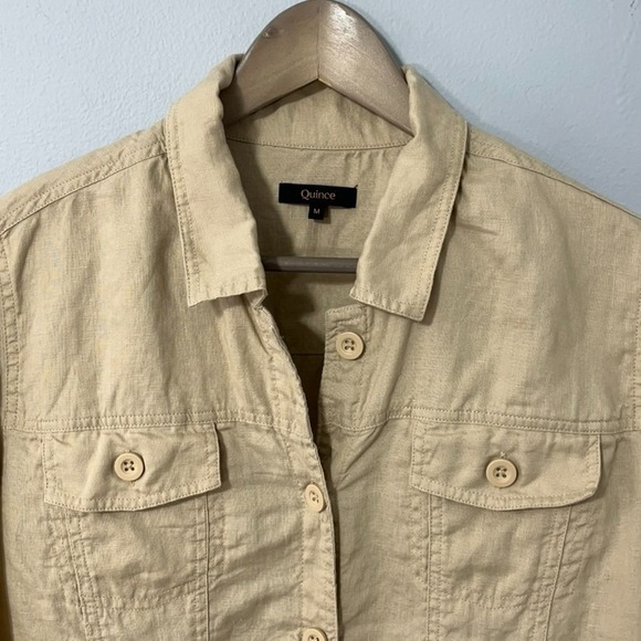 Quince European Linen Jacket Women Medium Driftwood Tan Lightweight Pockets - Picture 3 of 11